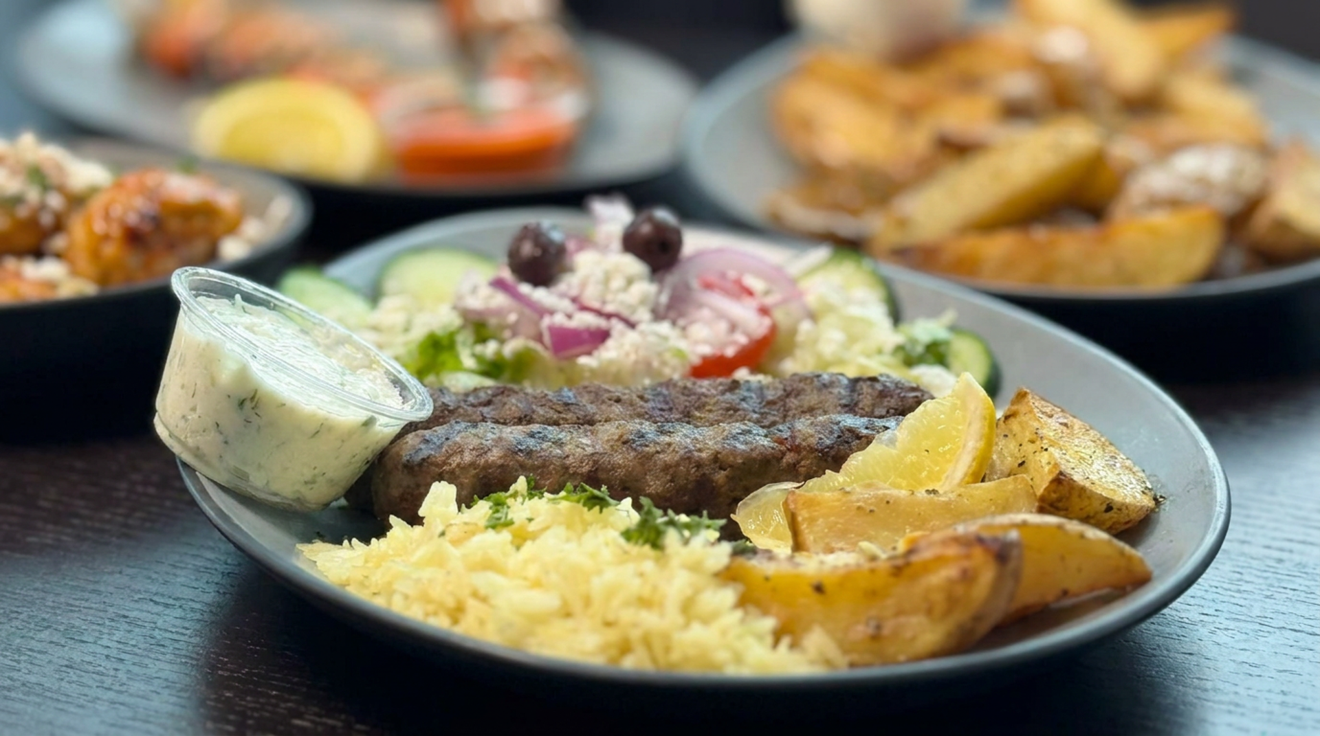 Souvlaki, kafta, gyros, shrimp