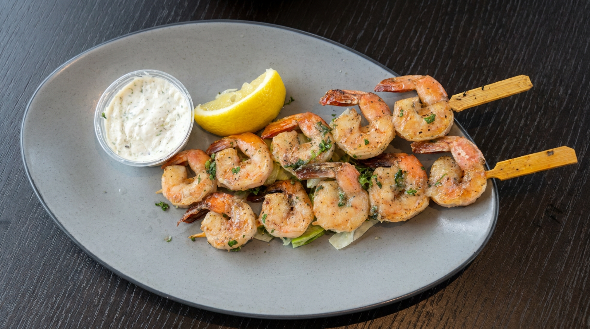 Garlic butter shrimp souvlaki