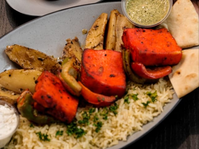 Paneer Tikka Skewer Platter.