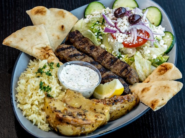 Lamb Kafta Platter.